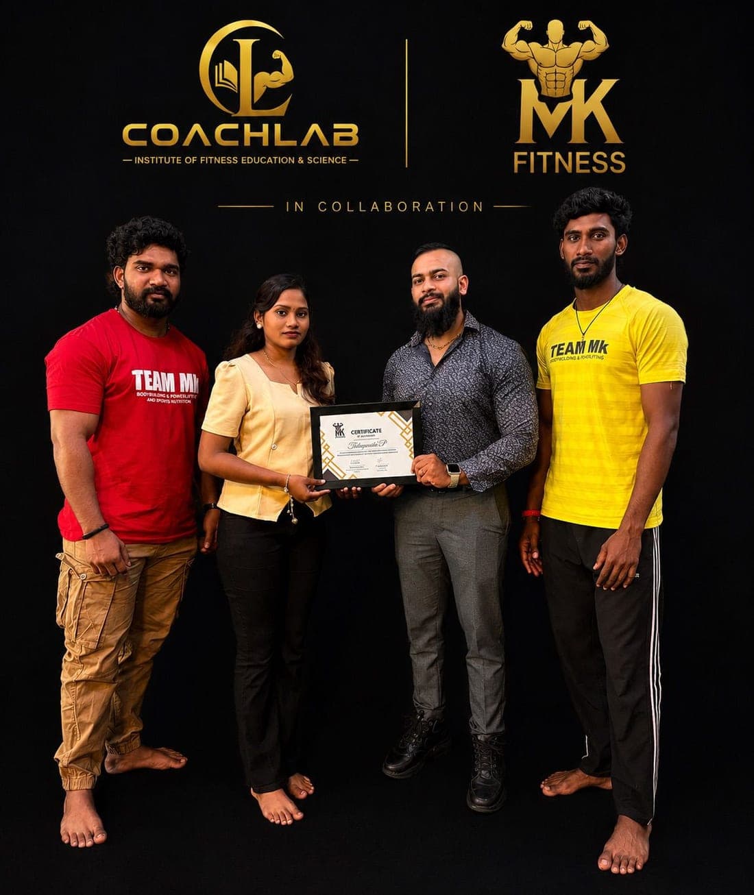A CoachLab student receiving a framed certificate from the instruction team.